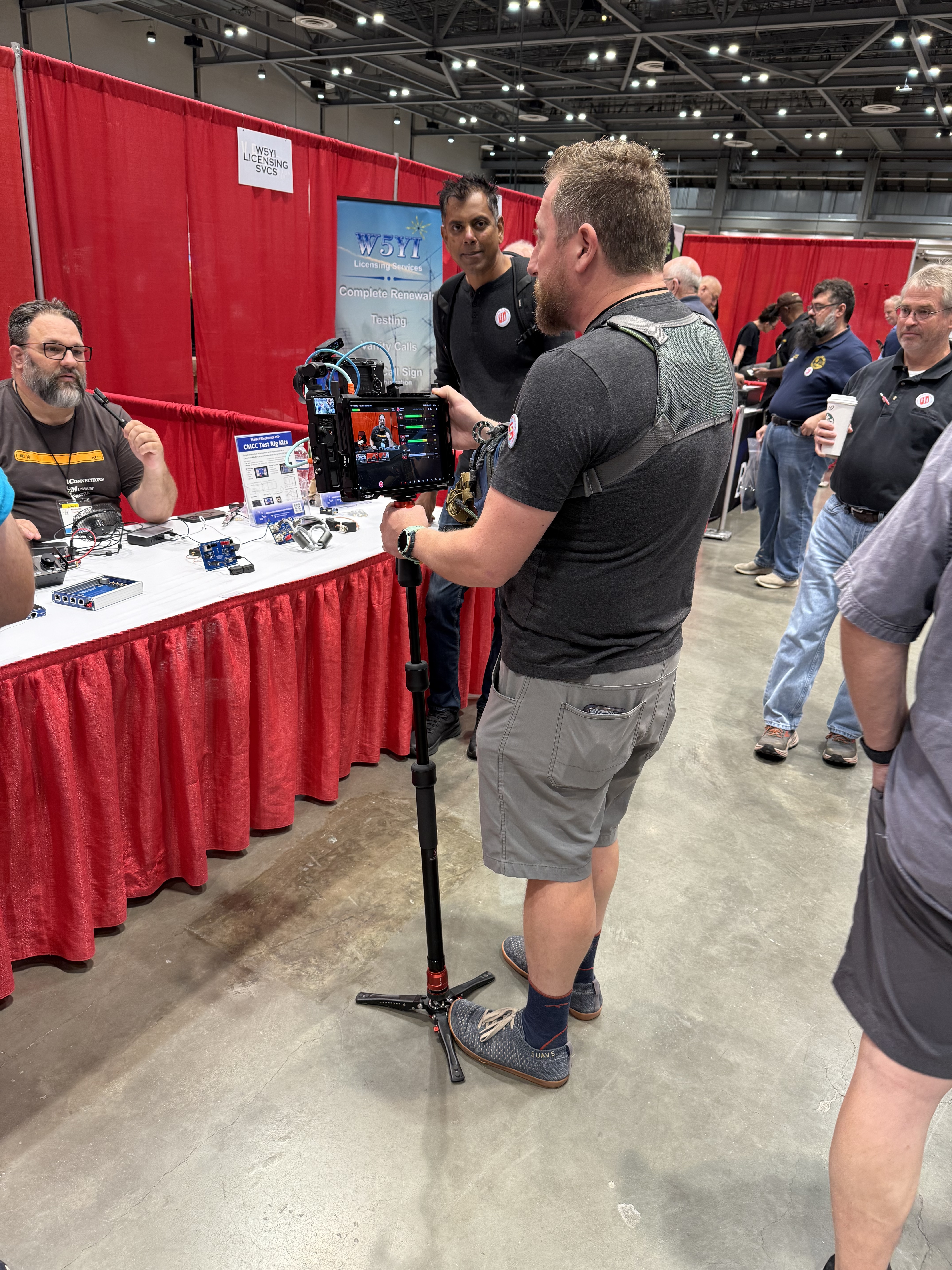 Josh from the Ham Radio Crash Course streaming an interview from the Hamfest